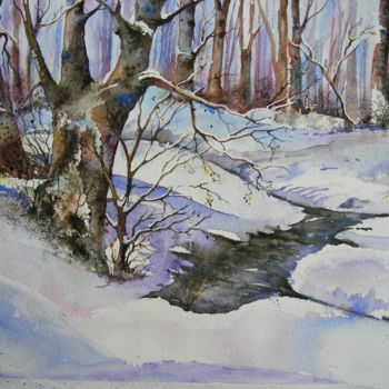 Peinture intitulée "derniere-neige-avan…" par André Farnier, Œuvre d'art originale
