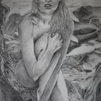 Drawing titled "au-bord-de-la-mer-2…" by André Farnier, Original Artwork, Graphite