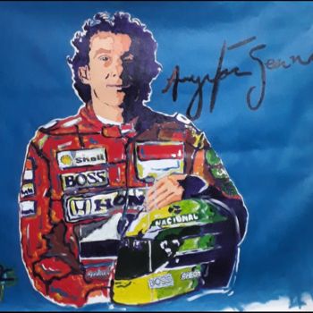 Painting titled "Ayrton Senna" by Andre Vasconcellos Fuganti, Original Artwork, Acrylic