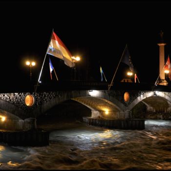 Fotografie getiteld "Le Pont des Drapeau…" door André Galvan, Origineel Kunstwerk