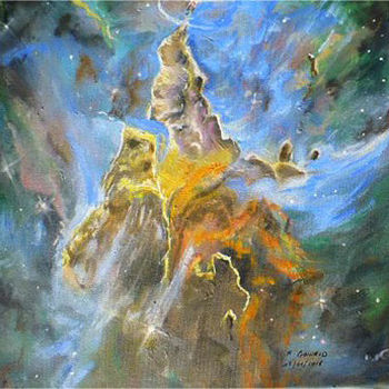 Ζωγραφική με τίτλο "la montagne mystique" από André Goinaud, Αυθεντικά έργα τέχνης, Λάδι