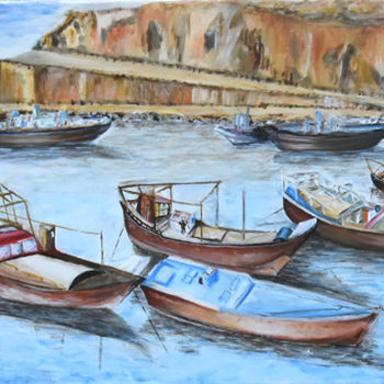 Peinture intitulée "Port de pêche Portu…" par André Goinaud, Œuvre d'art originale, Huile
