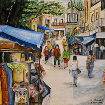 Painting titled ""le marché"  Barbot…" by André Goinaud, Original Artwork, Oil