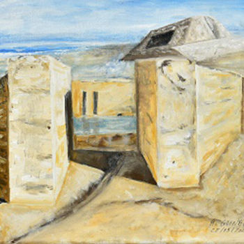 Peinture intitulée "Bunker littoral Atl…" par André Goinaud, Œuvre d'art originale, Huile Monté sur Châssis en bois