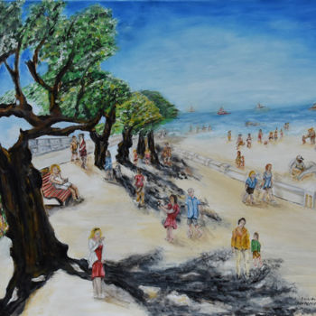 Painting titled "Arcachon 33120 prom…" by André Goinaud, Original Artwork, Oil Mounted on Wood Stretcher frame