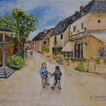 Картина под названием "Saint-Amand-de-Coly…" - André Goinaud, Подлинное произведение искусства, Масло