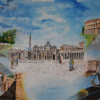 Картина под названием "ITALIE souvenir" - André Goinaud, Подлинное произведение искусства, Масло Установлен на Деревянная ра…