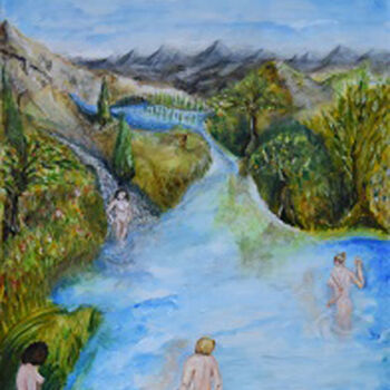Peinture intitulée "La Rivière Chimériq…" par André Goinaud, Œuvre d'art originale, Huile Monté sur Châssis en bois