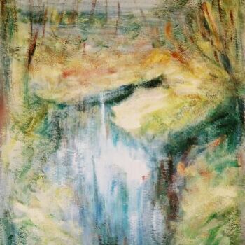 Pintura intitulada "trou d'eau en forêt" por André Gueydon, Obras de arte originais, Óleo