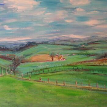 Painting titled "campagne amplepuisi…" by André Gueydon, Original Artwork, Oil