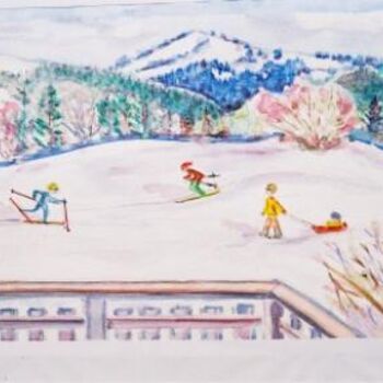 Pintura intitulada "le ski de fond aux…" por André Gueydon, Obras de arte originais, Outro
