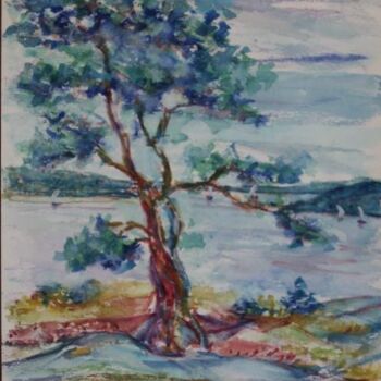 Ζωγραφική με τίτλο "le pin et le fjord" από André Gueydon, Αυθεντικά έργα τέχνης, Λάδι