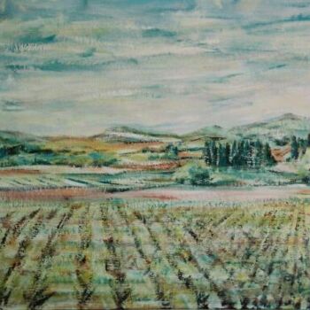 Peinture intitulée "vignoble de lirac" par André Gueydon, Œuvre d'art originale, Huile