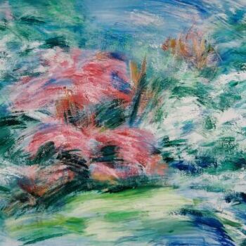 Peinture intitulée "aubépines en fleurs" par André Gueydon, Œuvre d'art originale, Huile