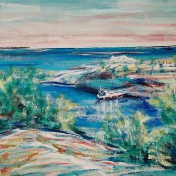 Painting titled "île de bullerö et s…" by André Gueydon, Original Artwork, Oil