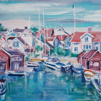 「port suédois sur la…」というタイトルの絵画 André Gueydonによって, オリジナルのアートワーク, オイル