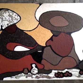 Painting titled "Marché africain" by Andre Jardin, Original Artwork, Acrylic