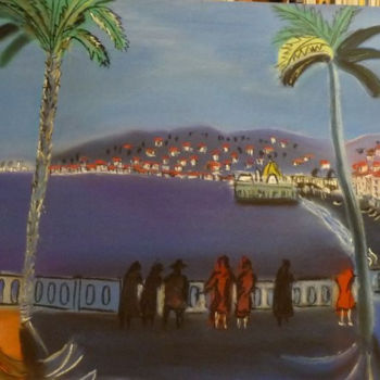 Pintura titulada "Promenade et Casino…" por Trezal, Obra de arte original, Pastel