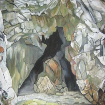 Schilderij getiteld "petite-grotte-a-tre…" door André Le Nen, Origineel Kunstwerk, Olie