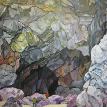 Peinture intitulée "grotte à Pen-hat" par André Le Nen, Œuvre d'art originale, Huile