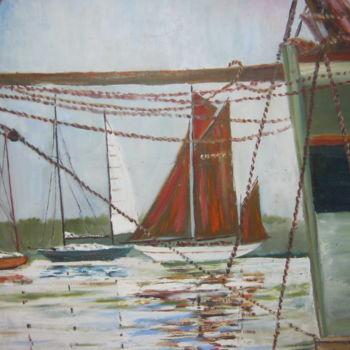 Painting titled "fête maritime à Cam…" by André Le Nen, Original Artwork, Oil