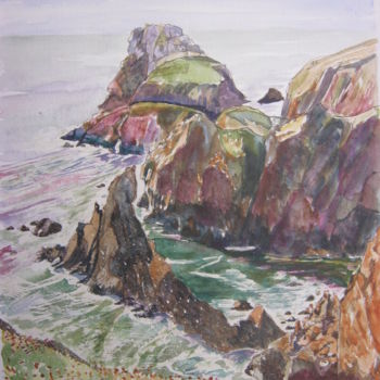 Painting titled "pointe du van" by André Le Nen, Original Artwork, Watercolor