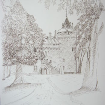 「le château de Combo…」というタイトルの描画 André Le Nenによって, オリジナルのアートワーク, インク
