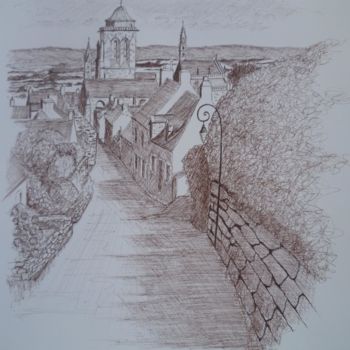 Drawing titled "rue St Maurice à Lo…" by André Le Nen, Original Artwork, Ink