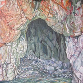 Peinture intitulée "les petites grottes…" par André Le Nen, Œuvre d'art originale, Huile