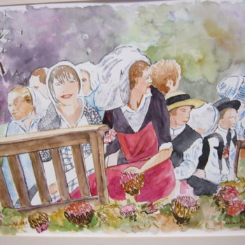 Painting titled "gouel an eost(fête…" by André Le Nen, Original Artwork, Watercolor