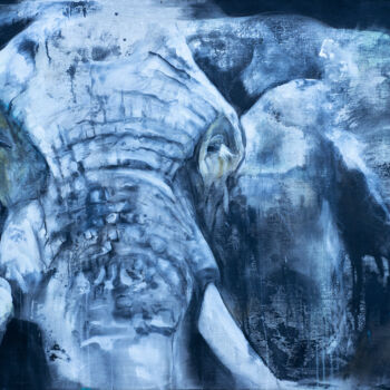 Painting titled "bigéléphant" by Andre Marc Serrano, Original Artwork, Acrylic Mounted on Wood Stretcher frame