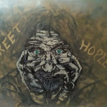 Schilderij getiteld "HOPLESS II" door André Marot, Origineel Kunstwerk, Acryl Gemonteerd op Frame voor houten brancard