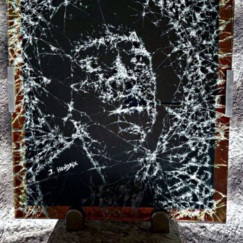 Sculpture titled ""J. HENDRIX"" by André Marot, Original Artwork, Glass