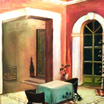 Painting titled "le patio provençal" by André Marthe, Original Artwork, Oil