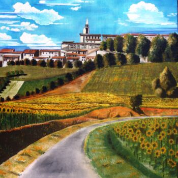 Peinture intitulée "Route de Saint Félix" par André Marthe, Œuvre d'art originale, Huile