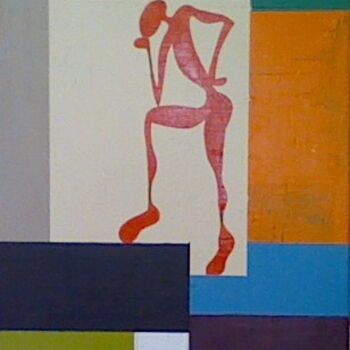 Painting titled "Le penseur , vu par…" by André Roeser, Original Artwork, Acrylic Mounted on Wood Stretcher frame