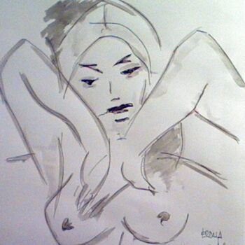 Painting titled "Réveil matinal" by André Roeser, Original Artwork, Watercolor