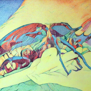 Dibujo titulada "rhino" por Andre Rollet, Obra de arte original, Lápiz Montado en Bastidor de camilla de madera