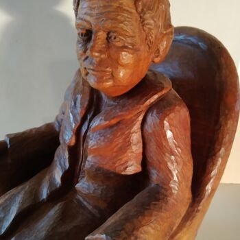 Escultura intitulada "la grandmère" por André Saunier, Obras de arte originais, Madeira