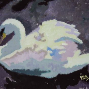 Peinture intitulée "le cygne" par Andre Veltz, Œuvre d'art originale