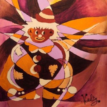Pintura intitulada "le clown" por Andre Veltz, Obras de arte originais