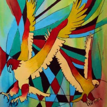 Peinture intitulée "les aigles" par Andre Veltz, Œuvre d'art originale