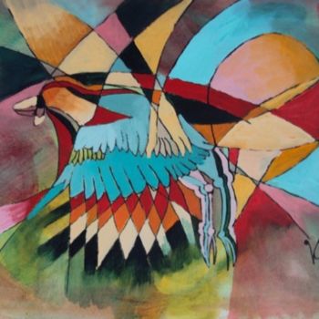 Peinture intitulée "l'oiseau" par Andre Veltz, Œuvre d'art originale