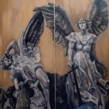 Peinture intitulée "Battle of Good and…" par Andrea Aleksic, Œuvre d'art originale, Huile