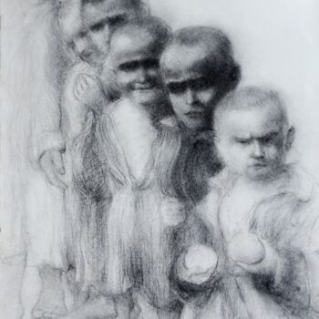 Картина под названием "Children" - Andrea Aleksic, Подлинное произведение искусства, Эмаль
