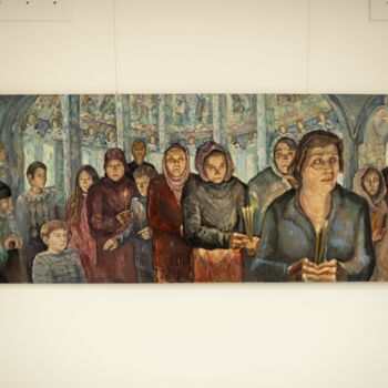 Pintura intitulada "Painting "Assembly"" por Andrea Aleksic, Obras de arte originais, Óleo