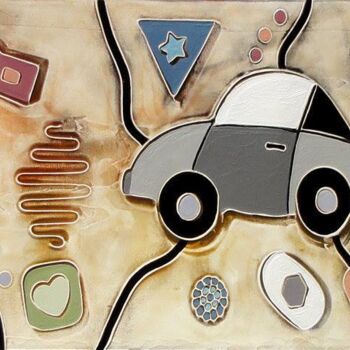 Картина под названием "Auto d'epoca II" - Andrea Benetti, Подлинное произведение искусства, Масло