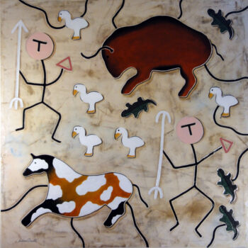 Peinture intitulée "Danza tribale" par Andrea Benetti, Œuvre d'art originale, Huile
