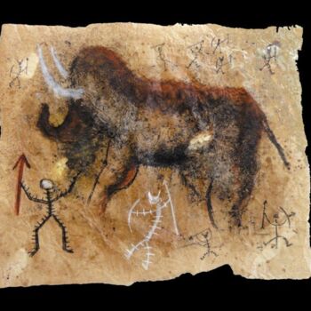 Рисунок под названием "Mammut" - Andrea Benetti, Подлинное произведение искусства, Пигменты Установлен на плексиглас