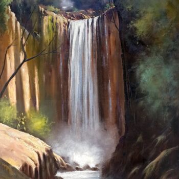 Peinture intitulée "The waterfall - Ita…" par Andrea Borella, Œuvre d'art originale, Huile Monté sur Panneau de bois
